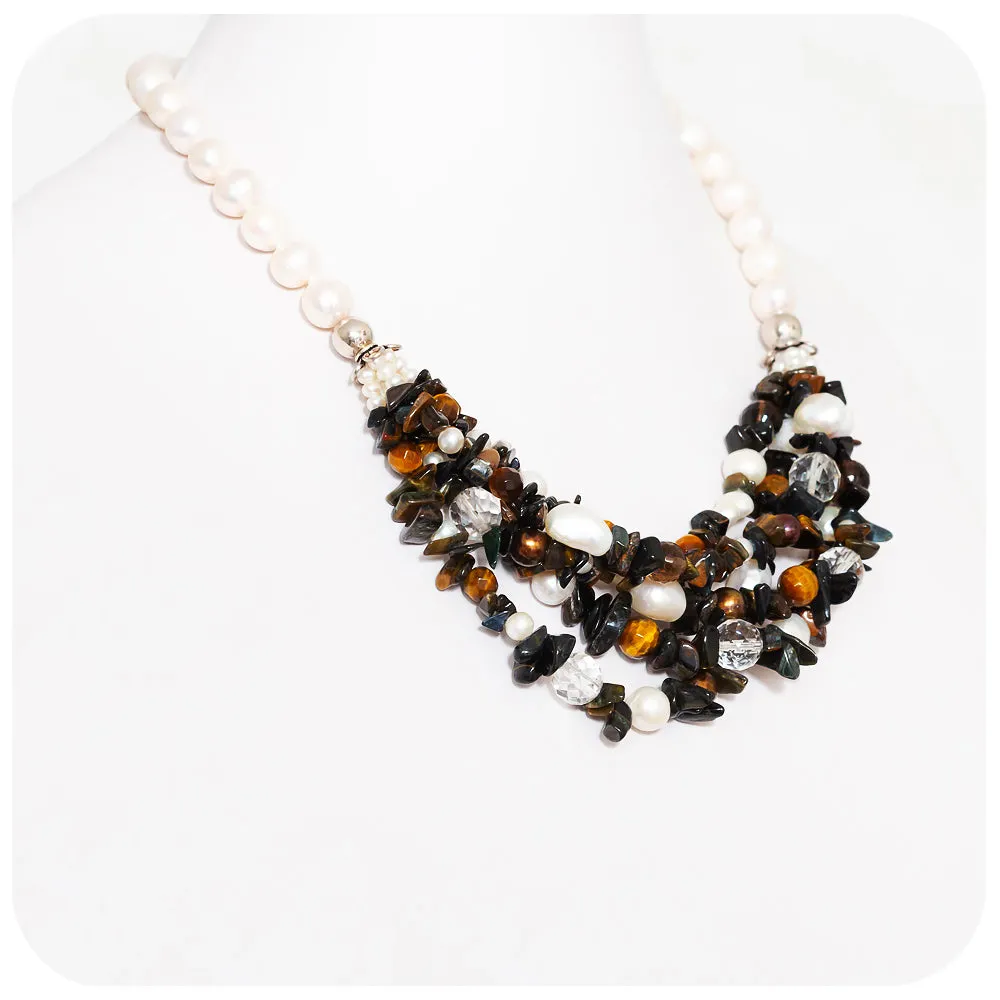 Tiger's Eye and Pearl Necklace
