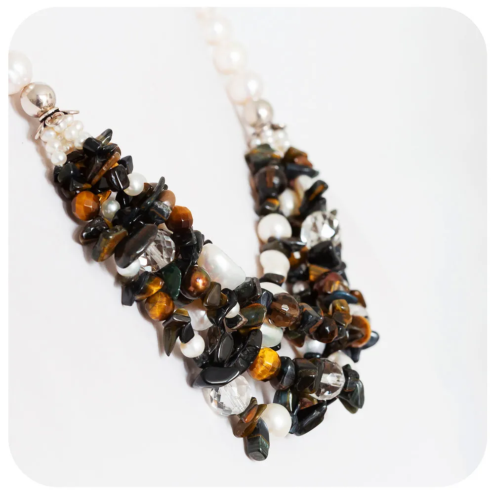 Tiger's Eye and Pearl Necklace