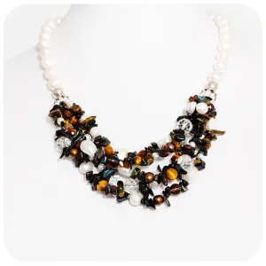 Tiger's Eye and Pearl Necklace