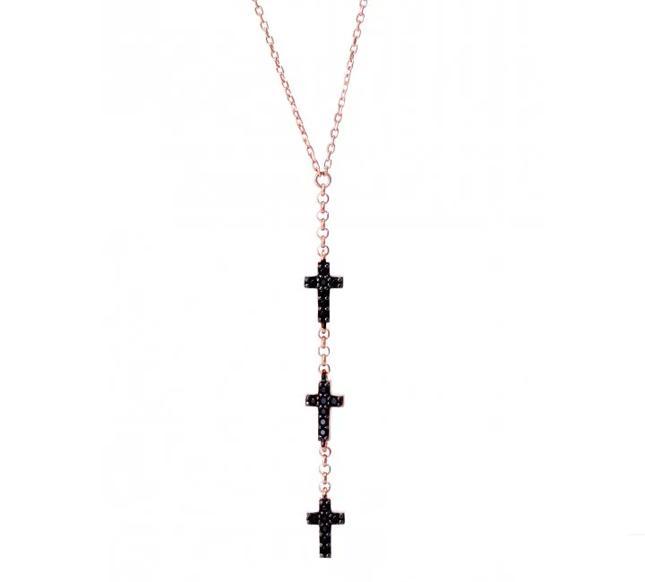 Trinity Onyx Cross Necklace