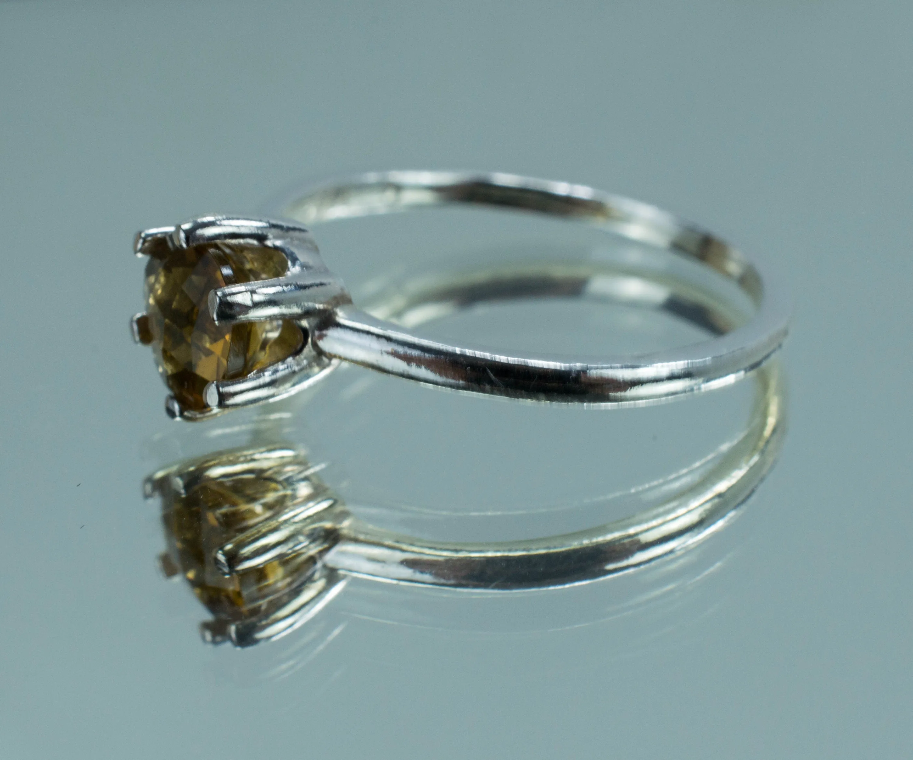 Whiskey Quartz Sterling Silver Ring, Genuine Untreated Brazil Quartz; Whiskey Quartz Ring
