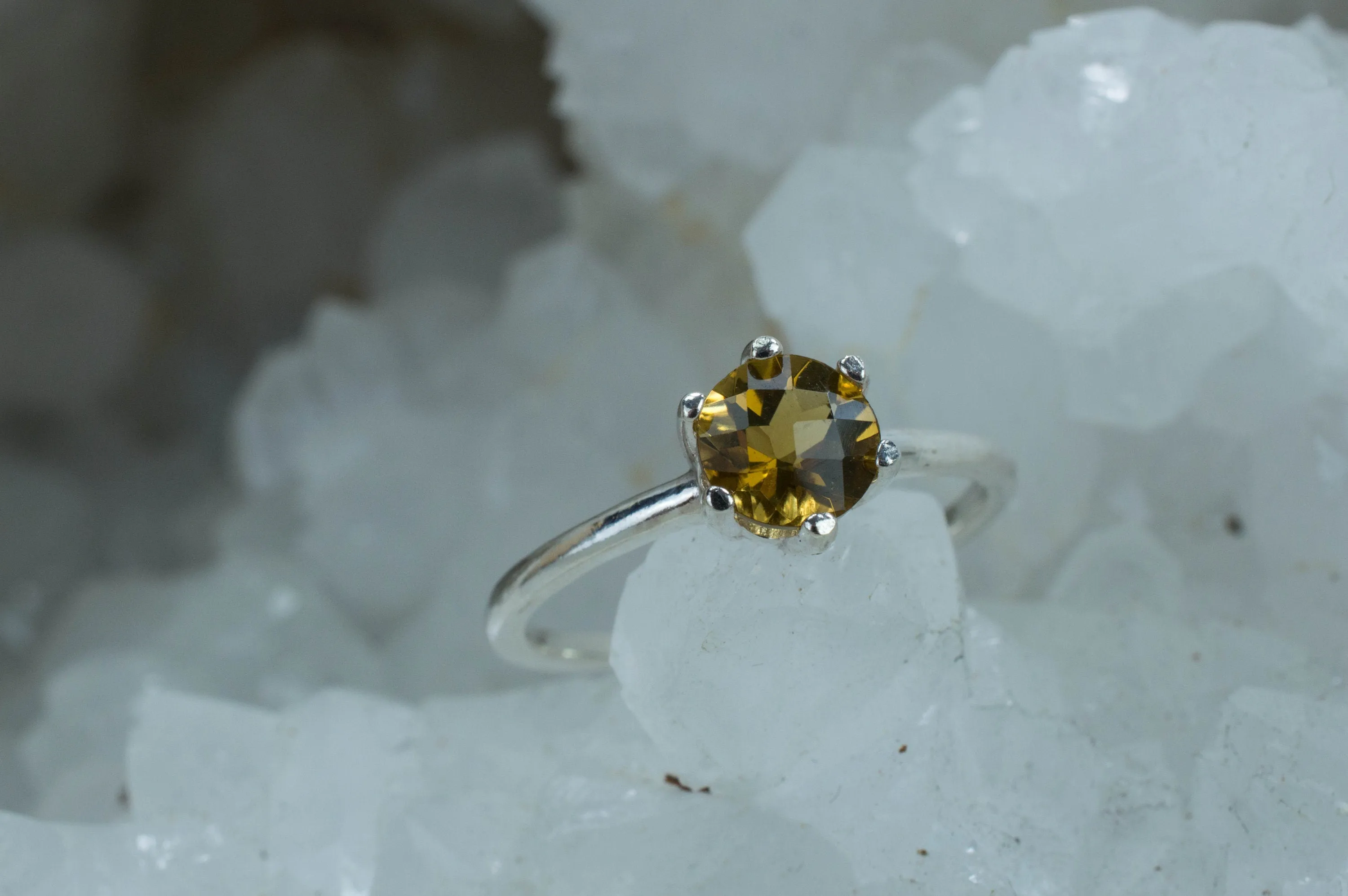 Whiskey Quartz Sterling Silver Ring, Genuine Untreated Brazil Quartz; Whiskey Quartz Ring