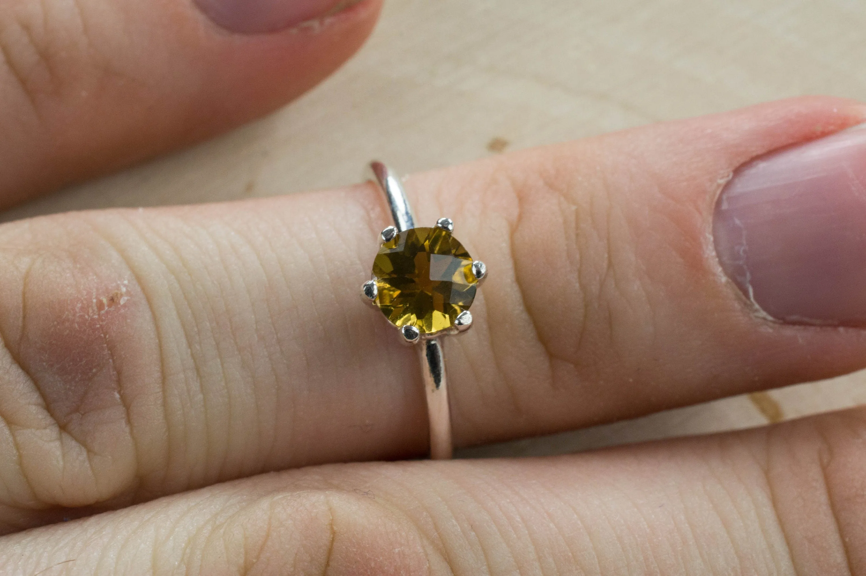 Whiskey Quartz Sterling Silver Ring, Genuine Untreated Brazil Quartz; Whiskey Quartz Ring